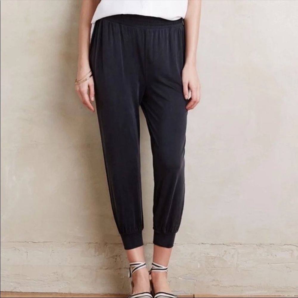 Anthro Dolan black cupro joggers Sz M pockets